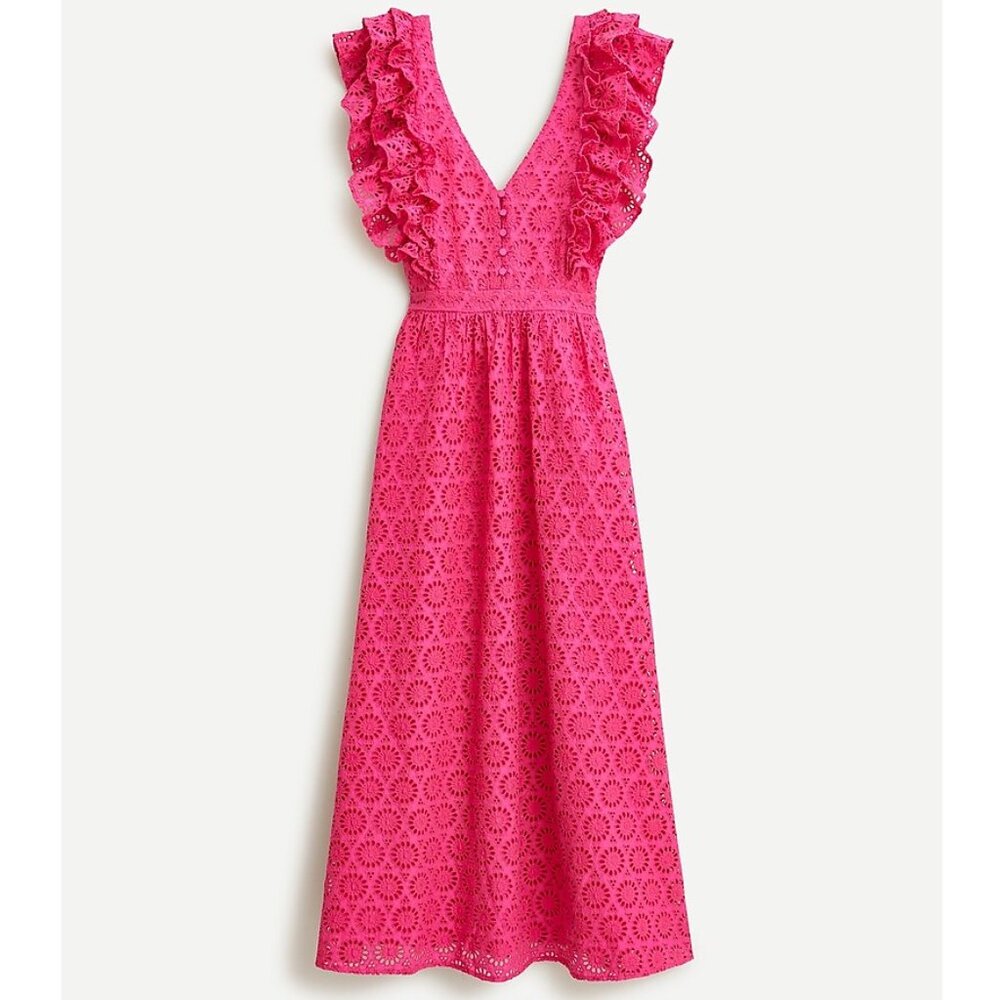NWT J. Crew Ruffle Sleeve Maxi Dress in Eyelet - Picture 3 of 5